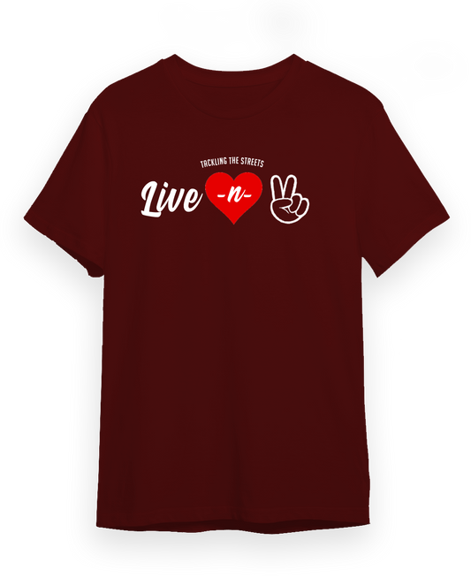 "Live -n- Peace" Shirt / Burgundy